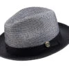 Black 2" Brim Pinch Braided Fedora With Matching Ribbon