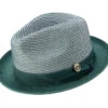 Emerald Green 2" Brim Pinch Braided Fedora With Matching Ribbon