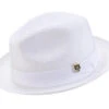 White 2" Brim Pinch Braided Fedora With Matching Ribbon