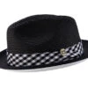 Black Stingy Brim Pinch Fedora With White Bottom