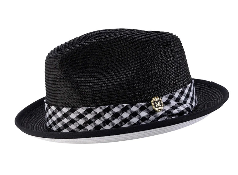 Black Stingy Brim Pinch Fedora With White Bottom 1 Black Stingy Brim Pinch Fedora With White Bottom