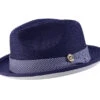 Purple Braided Stingy Brim Pinch Fedora With White Bottom