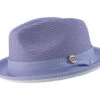 Lavender Braided Stingy Brim Pinch Fedora With White Bottom