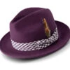 Plum Wool Felt Dress Hat With Feather Accent