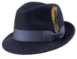 Pinch Crushable Wool Snap Brim Hat In Navy