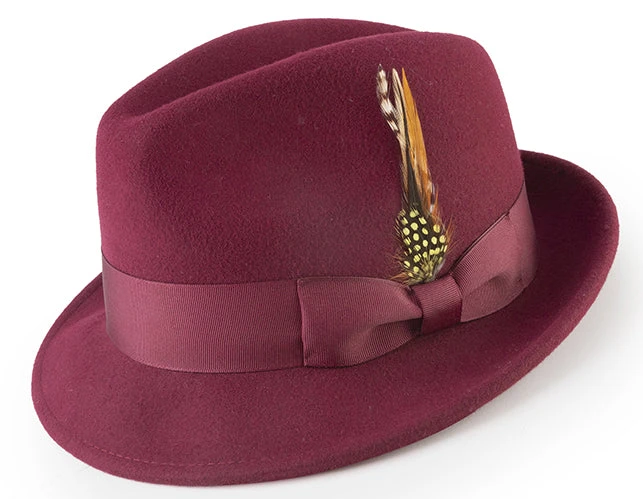 Pinch Crushable Wool Snap Brim Hat In Wine 1 Pinch Crushable Wool Snap Brim Hat In Wine