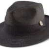Black Braided Wide Brim Pinch Fedora Matching Grosgrain Ribbon