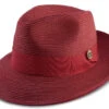 Burgundy Braided Wide Brim Pinch Fedora Matching Grosgrain Ribbon