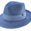 Carolina Blue Braided Wide Brim Pinch Fedora Matching Grosgrain Ribbon