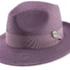 Purple Braided Wide Brim Pinch Fedora Matching Grosgrain Ribbon