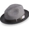 Gray Men's Two Tone Braided Pinch Fedora With Grosgrain Ribbon