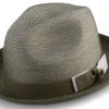 Olive Men's Two Tone Braided Pinch Fedora With Grosgrain Ribbon