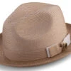 Tan Men's Two Tone Braided Pinch Fedora With Grosgrain Ribbon