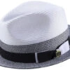 Men's Braided Straw Fedora Two Tone Weave In Black