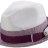 Men's Braided Straw Fedora Two Tone Weave In Dusty Rose