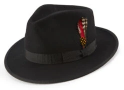 Black Dress Hat Wide Brim Wool