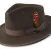 Brown Dress Hat Wool Wide Brim