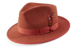 Cognac Dress Hat Wool Wide Brim