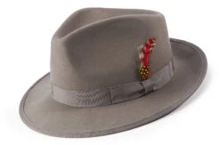 Gray Dress Hat Wool Wide Brim