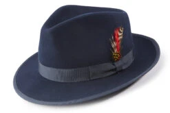 Navy Dress Hat Wool Wide Brim