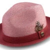 Burgundy Braided Two Tone Stingy Brim Pinch Fedora