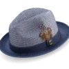 Navy Braided Two Tone Stingy Brim Pinch Fedora