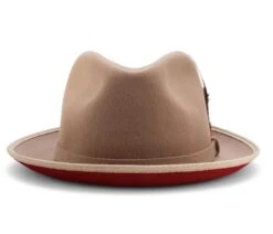 2 ¼" Brim Wool Felt Dress Hat With Feather Accent Tan With Red Bottom -Outlet Suit Refined Store H 74Tan Redfront 1024x1024 2x bd7b76a3 4b37 4d83 940e 155eb514ec2e