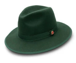 Hunter Green 3 ⅛" Brim Wool Felt Hat With Red Bottom