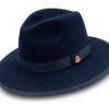 Navy 3 ⅛" Brim Wool Felt Hat With Red Bottom