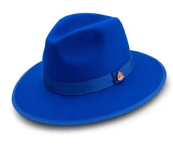 Royal Blue 3 ⅛" Brim Wool Felt Hat With Red Bottom