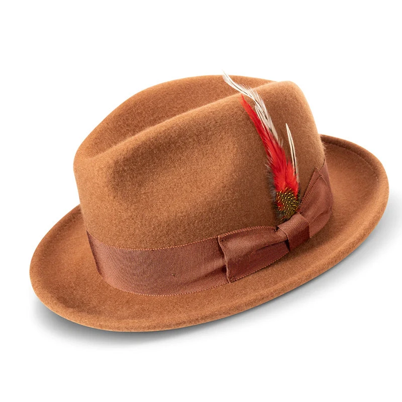 Saddle 2 ¼" Brim Beaver Look Felt Hat 1 Saddle 2 ¼" Brim Beaver Look Felt Hat