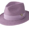 Lavender Braided Wide Brim Pinch Fedora Matching Grosgrain Ribbon
