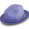 (L) Purple Braided Tone On Tone Stingy Brim Pinch Fedora