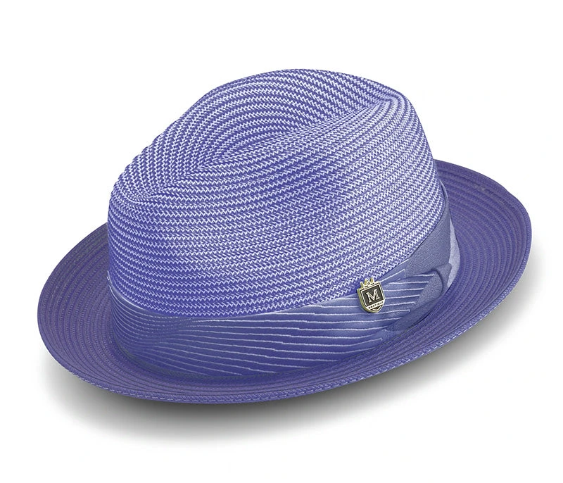 (L) Purple Braided Tone On Tone Stingy Brim Pinch Fedora 1 (L) Purple Braided Tone On Tone Stingy Brim Pinch Fedora