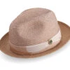 Tan Braided Tone On Tone Stingy Brim Pinch Fedora