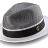 Men's Braided Two Tone Pinch Fedora Hat In White