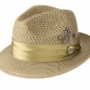 Olive Solid Color Pinch Braided Fedora With Matching Satin Ribbon