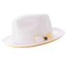 Braided Stingy Brim Pinch Fedora Hat - White With Canary Bottom