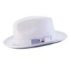 Braided Stingy Brim Pinch Fedora Hat - White With Lavender Bottom