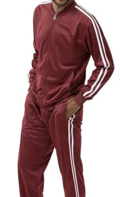 Men's Casual Jogging Set 2 Piece In Burgundy