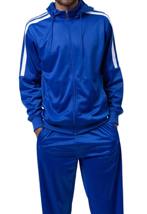 Men's Track Suit With Detachable Hood In Royal Blue 1 Men's Track Suit With Detachable Hood In Royal Blue