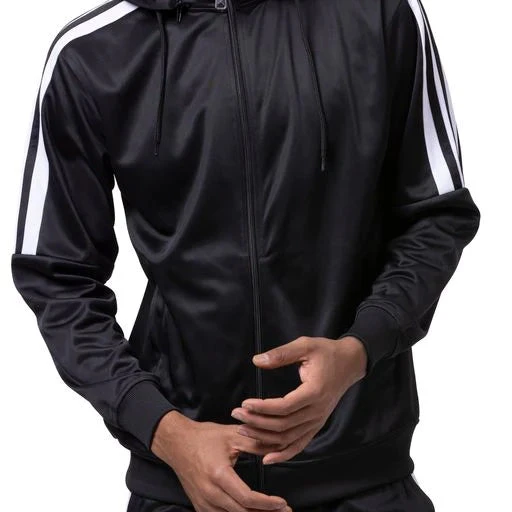 Men's Track Suit With Detachable Hood In Black 2 Men's Track Suit With Detachable Hood In Black - Image 2