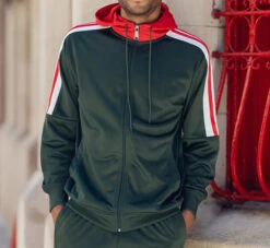 Men's Track Suit With Hood In Hunter Green