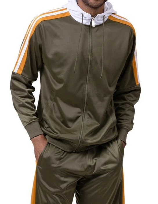 Men's Track Suit With Hood In Olive 1 Men's Track Suit With Hood In Olive
