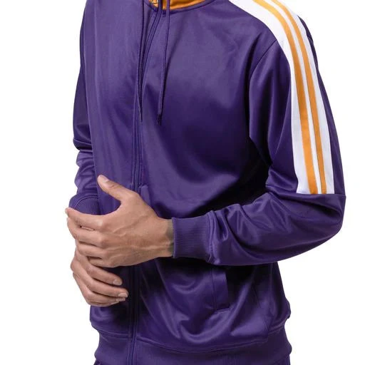 Men's Track Suit With Hood In Purple 2 Men's Track Suit With Hood In Purple - Image 2