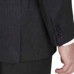 Modern Fit 2 Piece Pinstripe Suit 2 Button Black -Outlet Suit Refined Store M102 BLACKS 3
