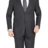 Modern Fit 2 Piece Pinstripe Suit 2 Button Black