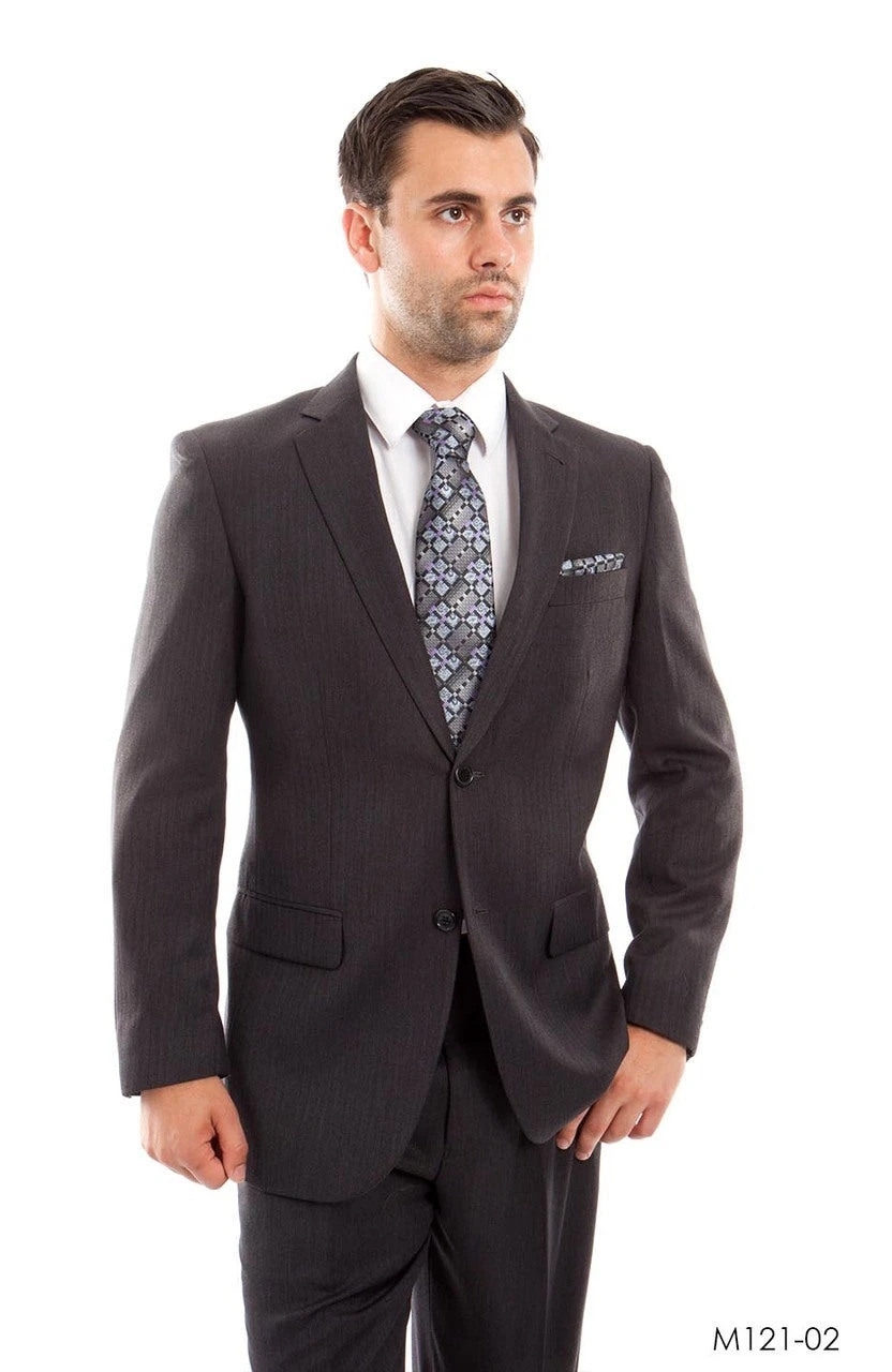 Ares Collection - Stripe Tone On Tone Regular Fit Suit 2 Button 2 Piece In Gray 1 Ares Collection - Stripe Tone On Tone Regular Fit Suit 2 Button 2 Piece In Gray