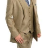 (38R) Stone Khaki 3 Piece Modern Fit Suit 2 Button V-Neck Vest