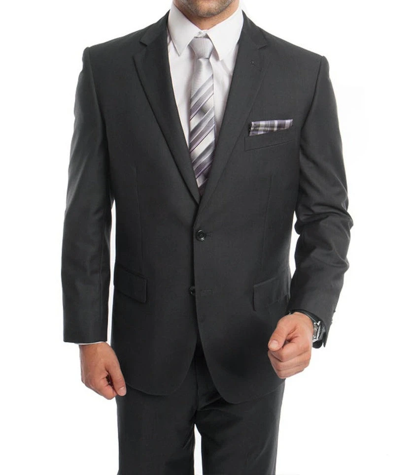 Bacchus Collection - Regular Fit Suit 2 Button 2 Piece In Dark Gray 1 Bacchus Collection - Regular Fit Suit 2 Button 2 Piece In Dark Gray